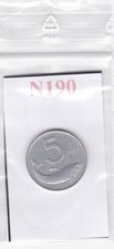 N190 Moneta Coin ITALIA Repubblica Italiana 5 Lire Delfino 1973