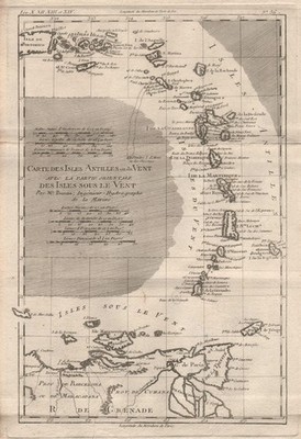 Isles Antilles ou du [&] sous le vent. Windward Leeward islands. BONNE 1780 map