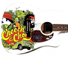 Cheech and Chong Tommy Signed 1/1 Custom Graphics Photo Guitar ACOA PSA