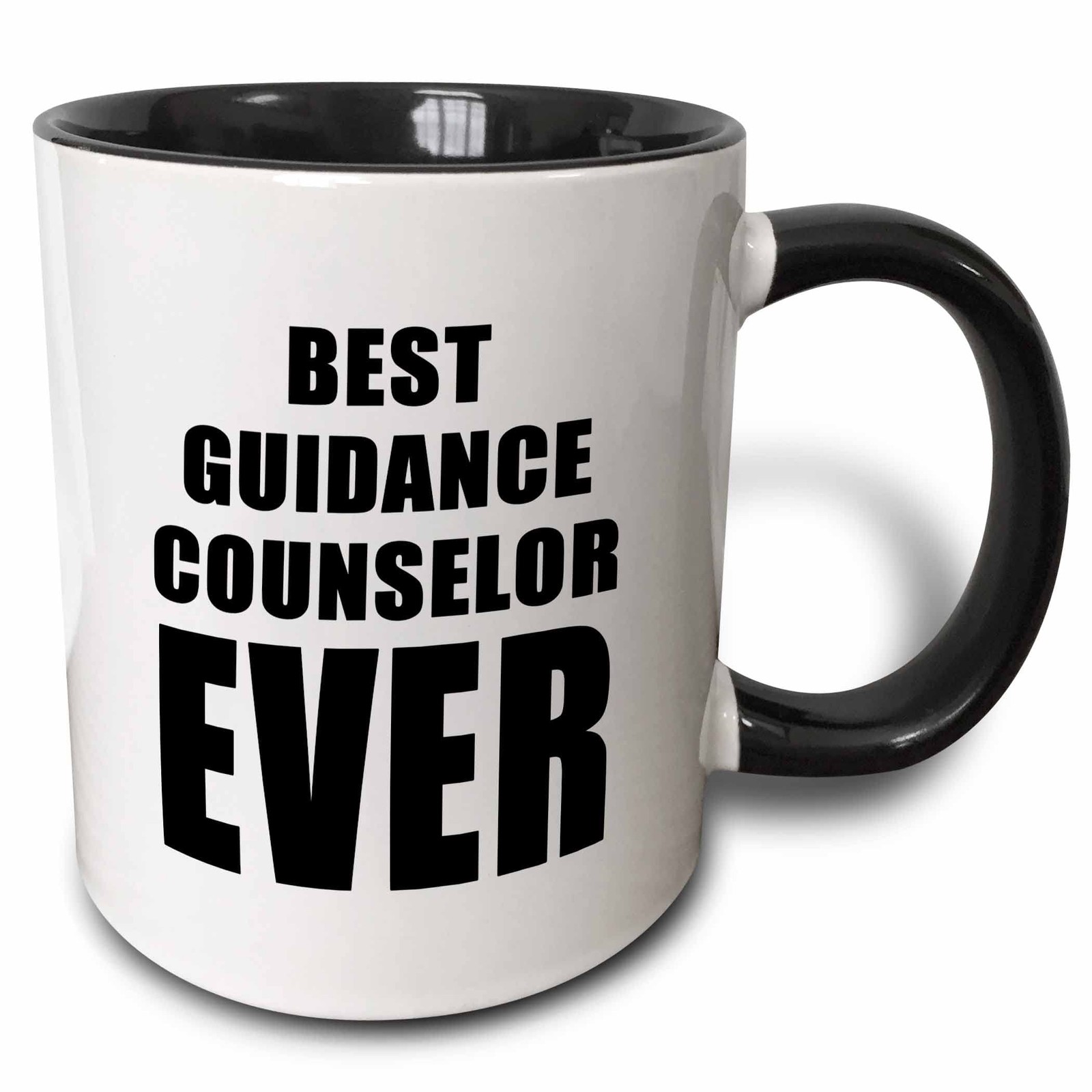 3dRose Best Guidance Counselor Ever Mug - Two Tone Black Ceramic Coffee Cup 11oz