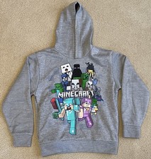 Minecraft Characters Boys Gray Hoodie by Jinx Mojang, Youth Size SM  Excellent 