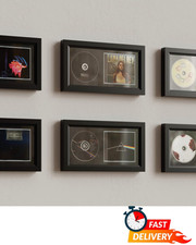 Solid Wood CD Display Frame Wall Mount Tabletop Acrylic Front Disc Case Holder