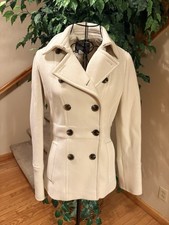 J. Crew Wool Blend Stadium Cloth by Nello Gori Pea Coat Size 0 Ivory