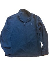 Polo Ralph Lauren Men's Quarter Zip Pullover Sweater Gray Cotton, Size L