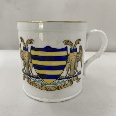 Antike Foley Salisbury Crested Ware Tasse Watson & Co Halle John, um 1903-1913