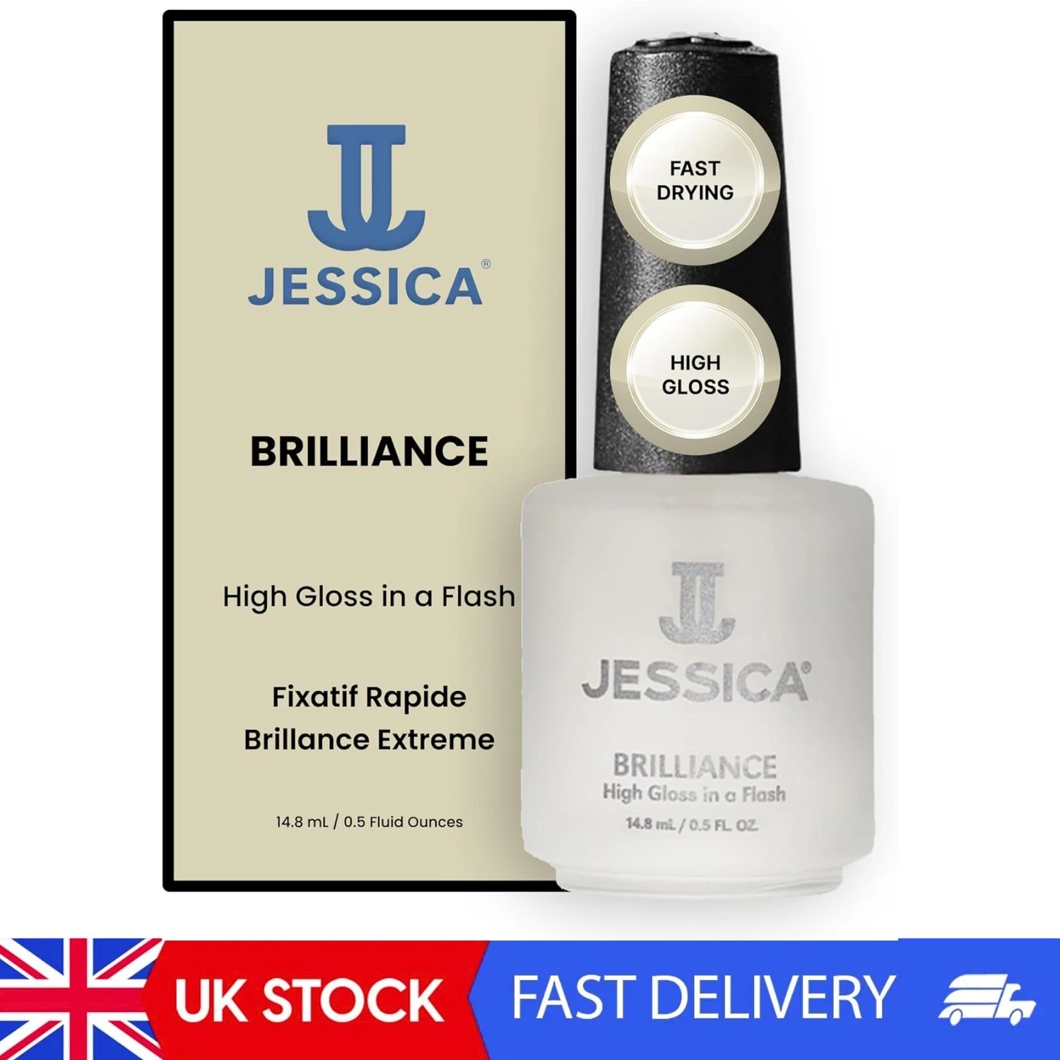 Brilliance Top Coat Nail Polish, Quick Dry, High Gloss Finish, Clear, 14.8ml