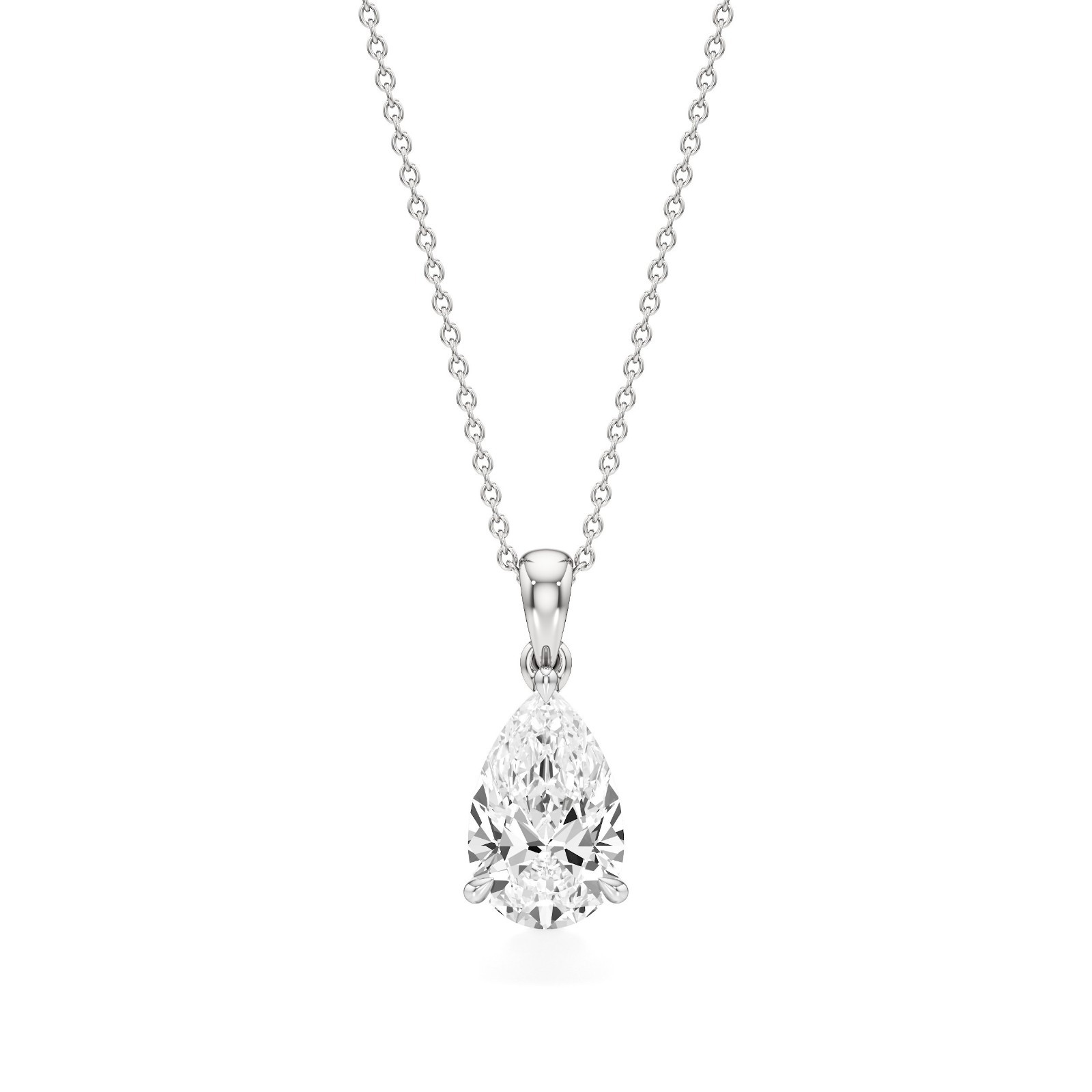IGI Certified F/VS1 3Ct Pear Lab Created Grown Diamond Pendant Necklace 14k Gold