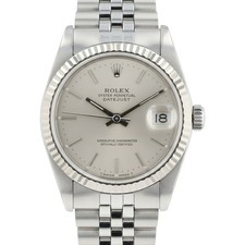 Rolex Datejust Mid-Size 31mm 68274 18KW & SS Silver Jubilee Watch w/ Box & Paper