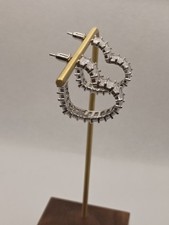 925 Sterling Silver Heart Shape Hoop Earrings Baguette Cubic Zirconia