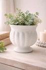 Vintage Milk Glass Footed Planter Vase White Pedestal Bowl