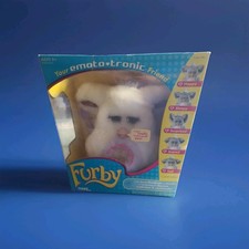 Vintage 2005 FURBY White with Green Eyes in Box Tiger Electronics