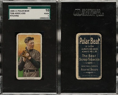 1909-11 T206 Addie Joss Pitching Cleveland Naps HOF SGC 1 ***Polar Bear***