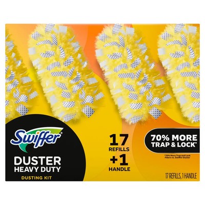 Swiffer Duster Heavy Duty Dusting Kit 1 Handle + 17 Refills 70% More Trap & Lock