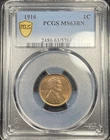 1916 Lincoln Wheat Copper Cent 1C PCGS MS63 BN nm2