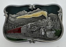 Locomotive Steam Engine Belt Buckle Bergamot Brass Works Pewter 1984 COA U-149