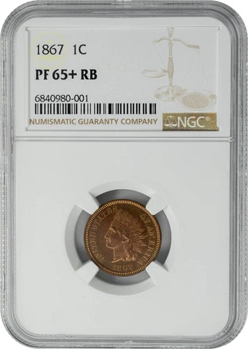1867 Indian Head Cent 1c PF65+ PR65+ RB NGC 949658-1