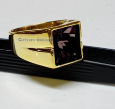 Natural Smoky Quartz Gemstone with 925 sterling silver Gold Plated Ring A356