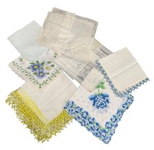 Vintage Floral  Lace Handkerchief Lot of 8