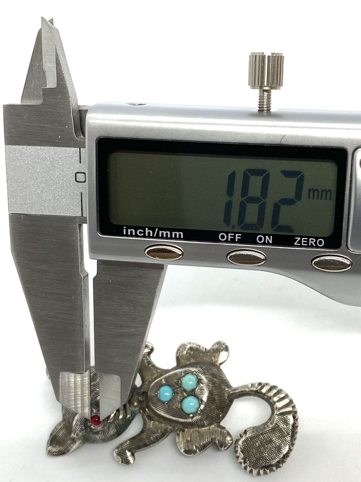 Antique Sterling Silver Ruby Turquoise Winking Ca… - image 12