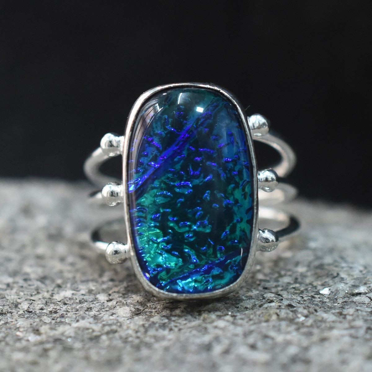 Australian Triplet Opal 925 Sterling Silver Mothers Day Ring Gif