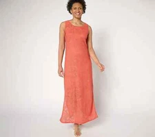 Attitudes by Renee Floral Illusion Jacquard Maxi Dress-Lght Sienna-Small A691341