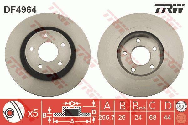 Disques de frein avant TRW DF4964 en fonte carbone pour voiture berline