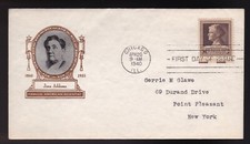 JANE ADDAMS #878 US FIRST DAY COVER 1940, IOOR CACHET FDC