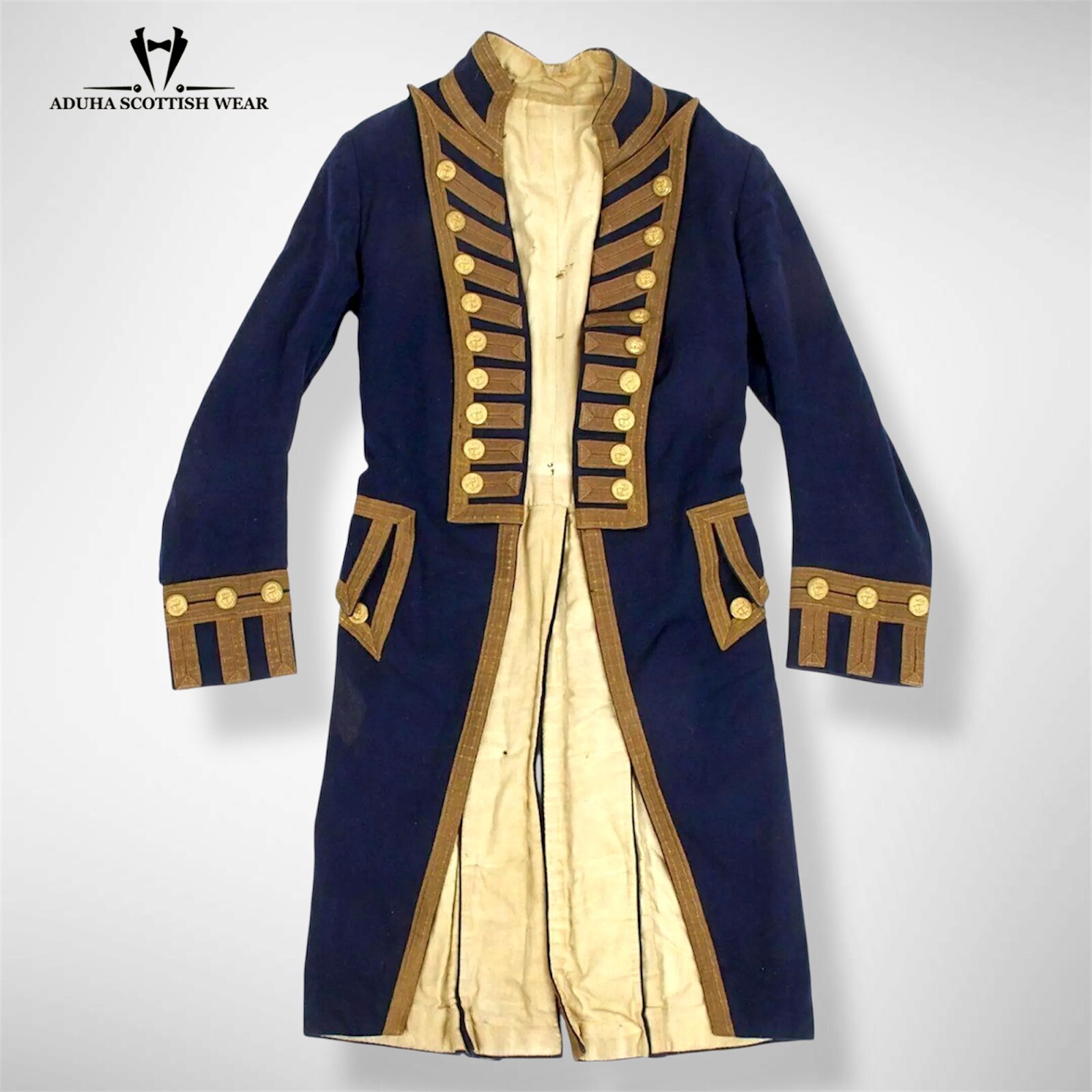 Newly British Napoleonic Navy Blue War Naval Officer Uniform Napoleon Wool Coat