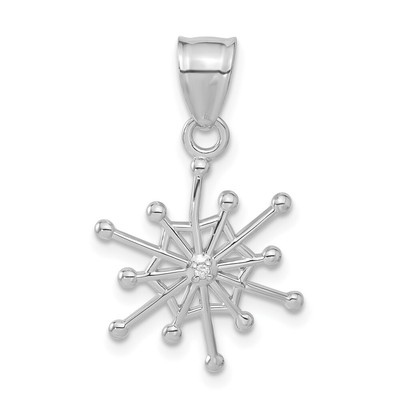 14 Karat Weißgold 0,01ctw Diamant Schneeflocke Anhänger