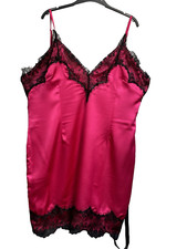 PrettyLittleThing BNWT Fushia Lace Trim Satin Bodycon Dress UK 14