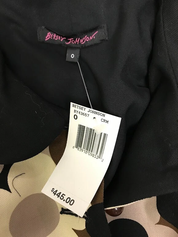 Vestido midi vintage floral manga larga abotonada Betsey Johnson nuevo con etiquetas, talla 0 Foto 3 de 4