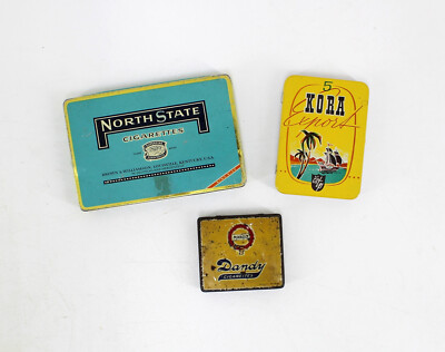 3 alte Blechdosen Manoli Dany Cigarettes-North State Cigarettes-5 Kora Export