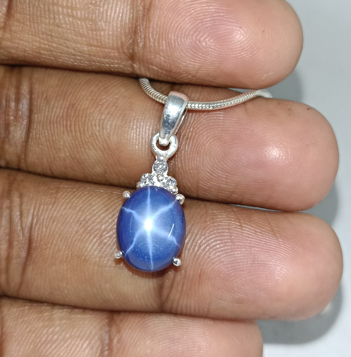 Blue Lindy Star Necklace 925 Silver Sapphire Necklace Lab Create