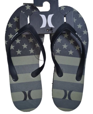 HURLEY FLIP FLOPS STARS AND STRIPES SIZE UK12 30CM NEW - Image 1 of 2