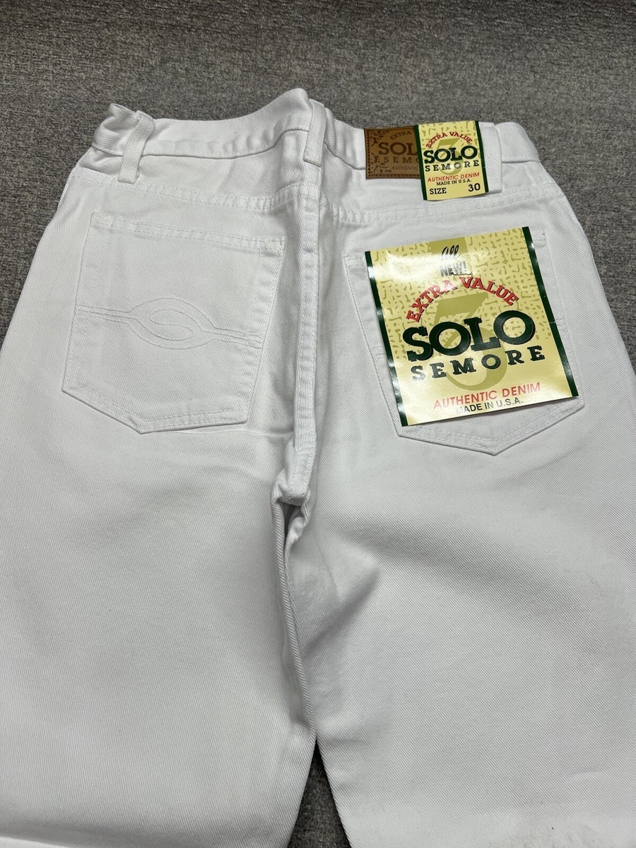 Vintage Solo Semore White Jeans Straight Leg Skater 30x30 USA Made