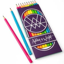 Ashton and Wright Classic HB Graphite Pencils Neon Coloured Barrels 10 Set