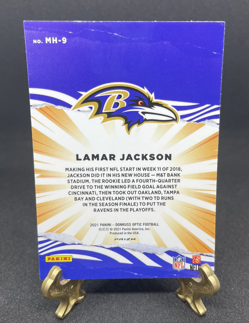 2021 Donruss Optic NFL My House Prizm Holo Card #9 Lamar