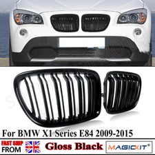 2x GLOSS BLACK TWIN BAR STYLE FRONT KIDNEY GRILL GRILLE FOR BMW X1 E84 2009-2015