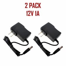 2-PACK 12V 1A AC DC Power Supply Wall Adapter Charger Polycom CCTV LED Universal