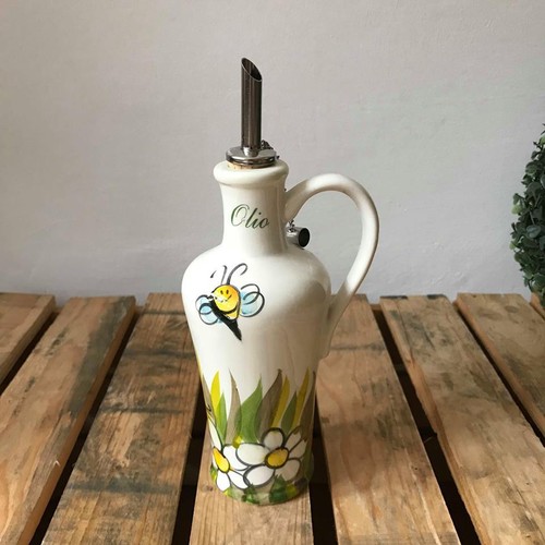 Bassano Céramique Peinte à la Main Huile Bouteille 22 CM 0,25 L Pré Motif Neuf - Photo 4 sur 7