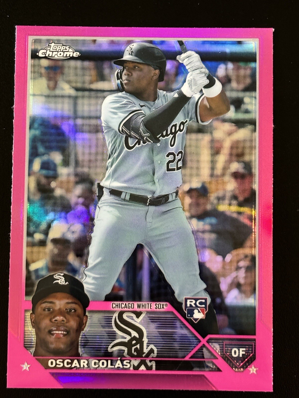 2023 Topps Chrome Oscar Colas Rookie Pink Refractor #145 White Sox