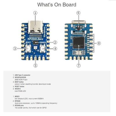 Raspberry Pi RP2040-Zero Mikrocontroller PICO Development Core Dual Board W7U0