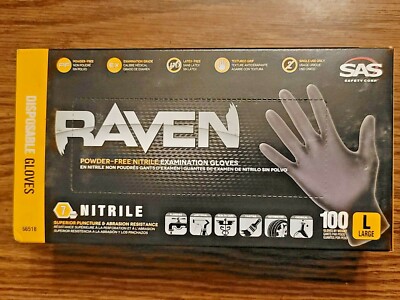 SAS Safety 66519 Raven Powder-Free Exam Grade Nitrile Disposable Gloves 7 Mil X Large Sold By Box Of 100 - Foto 3