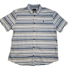 Grizzly Mountain Men's 2XL Button-Up Short Sleeve Shirt Blue Stripe