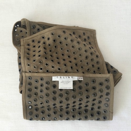 CELINE SUPER RARE GOAT LEATHER SUEDE STADDED SCARF. 78.0" X 8.0" - Picture 3 of 9