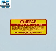  1968 1969 1970 1971 Mopar Do Not Wash Instructions, NOS Quality Factory EXACT