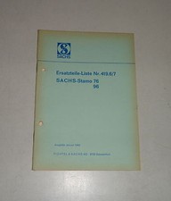 Teilekatalog / Ersatzteilliste Sachs-Stamo Standmotor 76 / 96 St. 01/1969