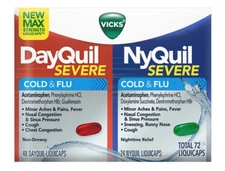 Vicks Severe 48ct DayQuil & 24ct NyQuil Cough, LiquiCaps EXP 11/25+Free Shipping