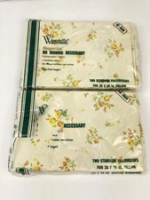 2 Vintage Wamsutta Superlin Yellow Floral Standard Pillowcase No Iron Perm Press