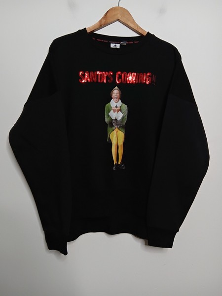 ELF Crew Neck Sweatshirt Womens Large Black Movie Raised By Elves Jumper Sweater